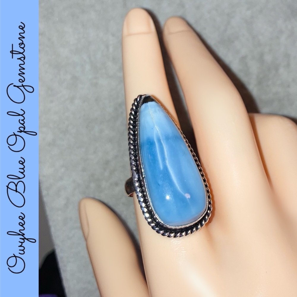 Beautiful Owyhee Blue Opal Gemstone Handmade Ring